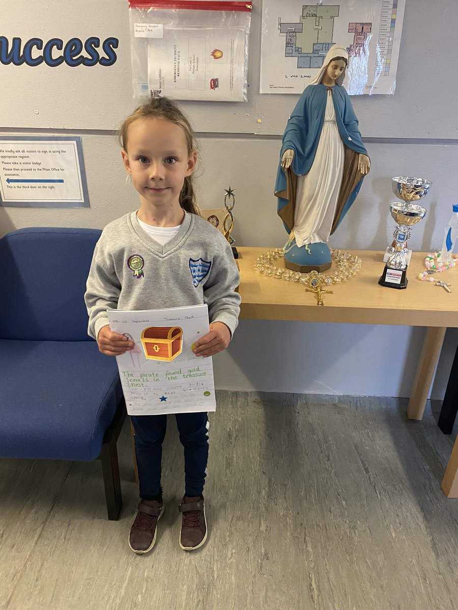 wlourladysps's tweet photo. Some more values in action from our OLPS learners today. This time our value of ‘Achieve’. This wonderful learner came to visit Mrs McGoldrick and Mrs Conway to share her Star Writer success ⭐️ 💙🤍#outstandinglearningpromotingsuccess @wl_literacy https://t.co/MRt3mjaKrW
