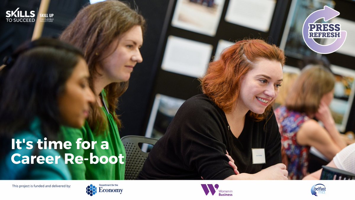 wibni's tweet photo. 🔄 It’s time for a Career Re-boot.

Applications are now open for 60 women from across NI to gain career confidence and communication &amp;  presentation skills through a FREE 4-week programme to help women step back into work confidently!

👉 Find out more: https://t.co/I3zjD5IPtf https://t.co/Cm4fWSJZSh