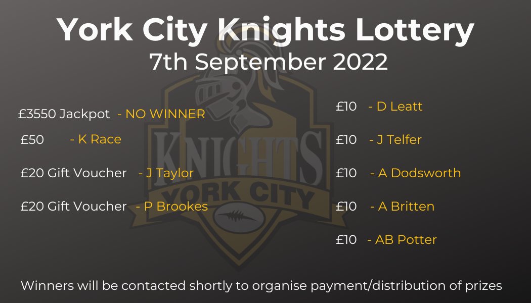 YorkRLFCLottery's tweet photo. This weeks winning numbers are: 1-2-18-26! Although there is no jackpot winner our guaranteed weekly winners are listed below. Thanks to everyone who plays our Lotto! https://t.co/LeKvO8PGjS