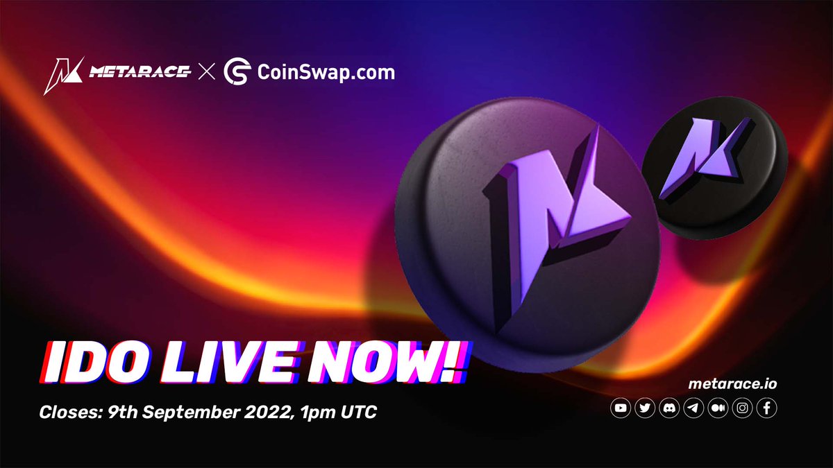 🚨RACERS #IDO ALERT!🚨

IDO IS NOW OPEN! 🤯⬇️

Gear up &amp; get your bags 💰 ready for the first $META private and public sales! 🚀📈
 
Private Pool⬇️ cmp.coinswap.com/#/launchpad/11… 
Public Pool⬇️ cmp.coinswap.com/#/launchpad/10… 

Join &amp; enjoy 20% off!🥳🥳
