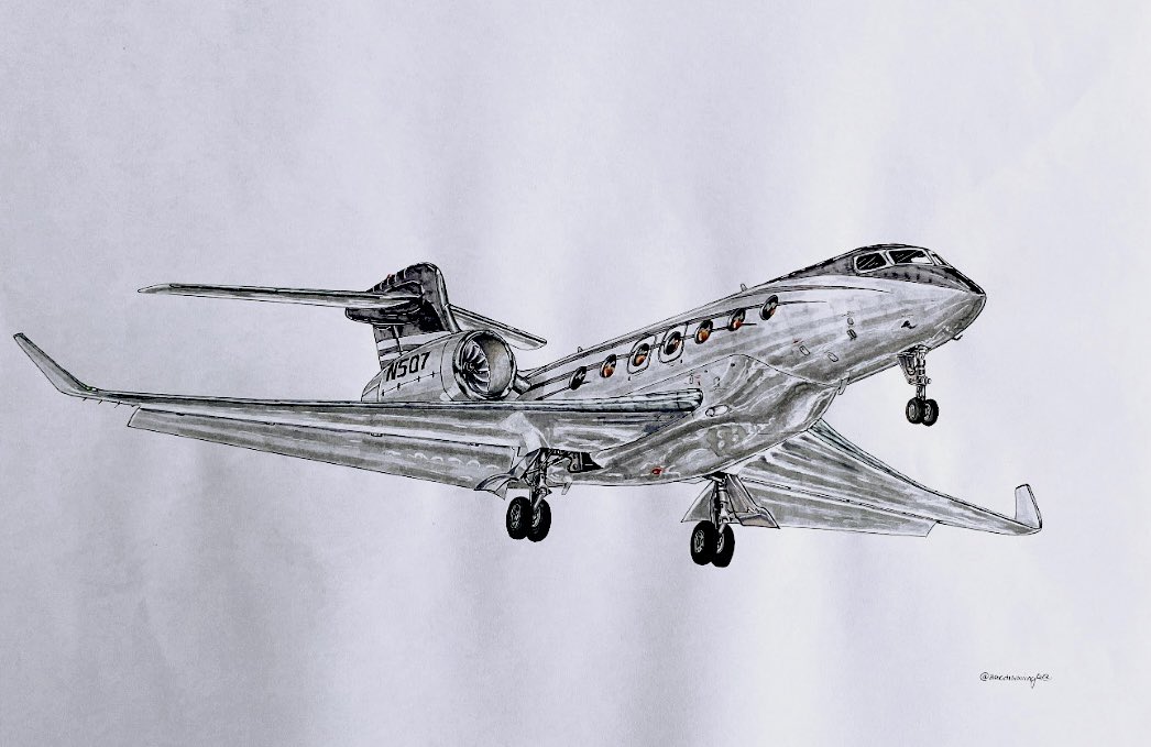 aerodrawing's tweet photo. Buenas !
#jueves 

Llego a este magnifico día, con esta magnífico #aircraft #gulfstream550 antes de tomar tierra en la #pista22 de @donostiair #leso autorizado el aterrizaje por @controladoresaereos_esp , dibujado en una lámina A3 ! https://t.co/q0HaGuuJLs