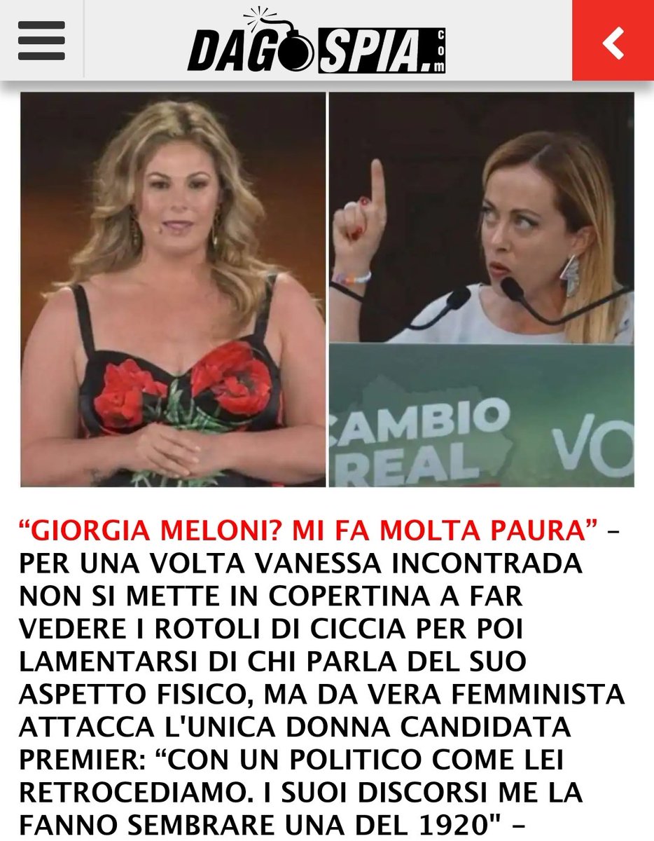 italiano1218's tweet photo. Questa signora chiede #rispetto quando l'attaccano per il suo #fisico non proprio da urlo, ma non perde tempo ad #offendere chi non la pensa alla sua maniera, tipico di democratici di #sinistra. https://t.co/rrgS9qIA3V
