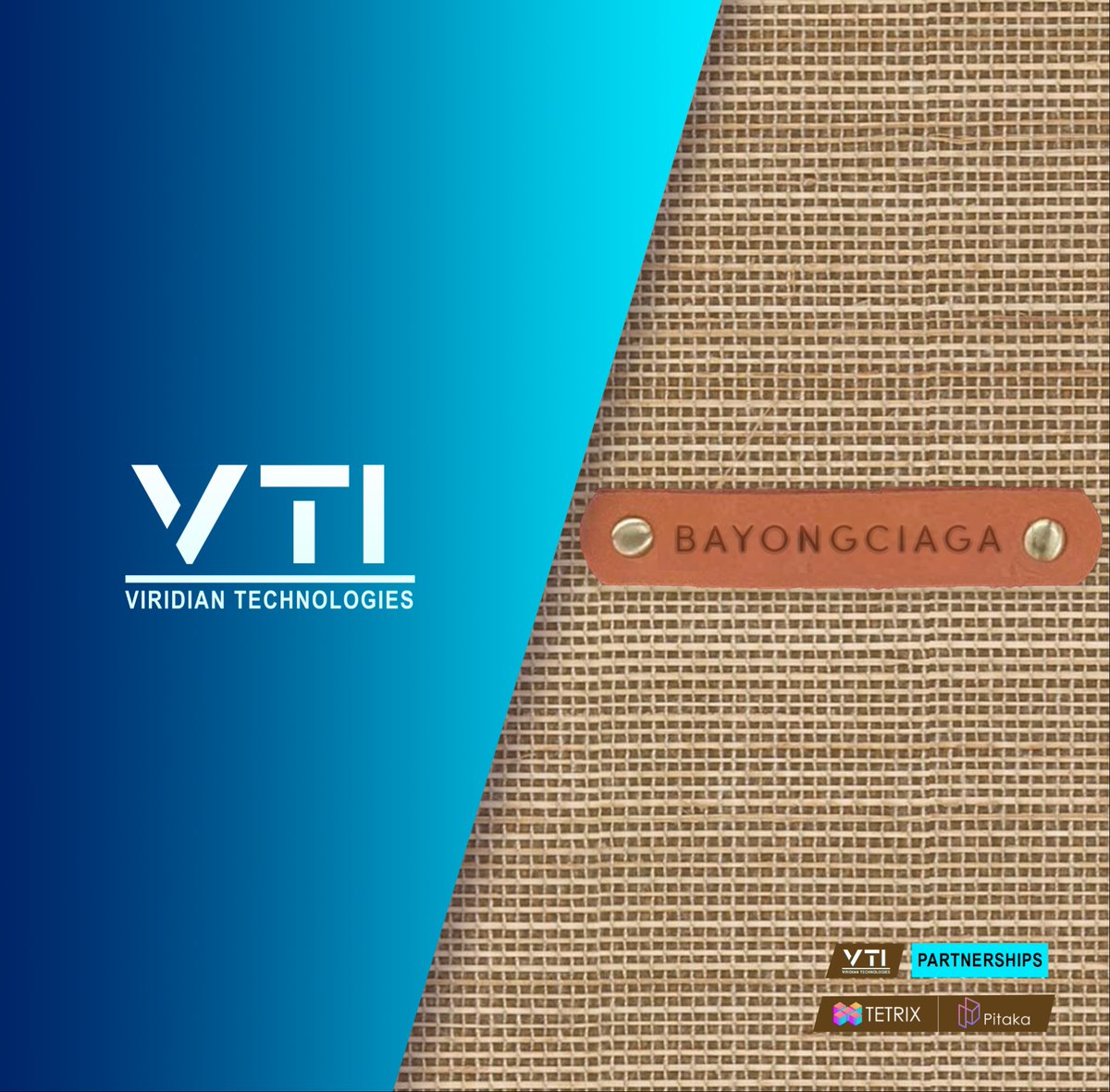 ViridianTech_'s tweet photo. Partnership Announcement!

Our newest partner, BAYONGCIAGA!
Bayongciaga sells handwoven bags and handmade accessories and home items. They are not only a local brand but also a homegrown brand with a heart and purpose. 
Follow them on FB and IG for more!
Cheers!
#web3  #partners https://t.co/TbhviXQCBr