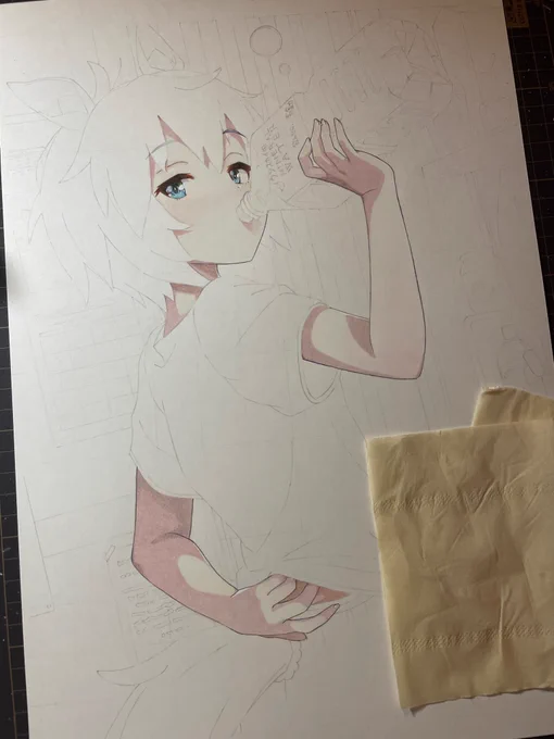 #sns秋の芸術祭2022 #色鉛筆 #模写 #wip けっぱるべぇ〜〜!! 