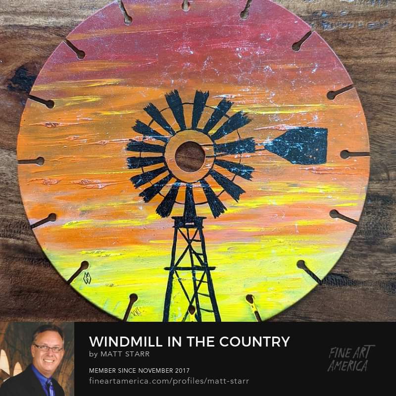 MattStarrFineA1's tweet photo. This is my painting of an old windmill at a farm during a country sunset on a saw blade. https://t.co/Ae9YlfLuW9
#mattstarrfineart #windmill #windmills #farm #farms #ranch #sundown #sunrise #saw #saws #sawblade #sawblades #country #nature #sunset #landscape #windm #sky #wind #c https://t.co/yQQrycWaJL
