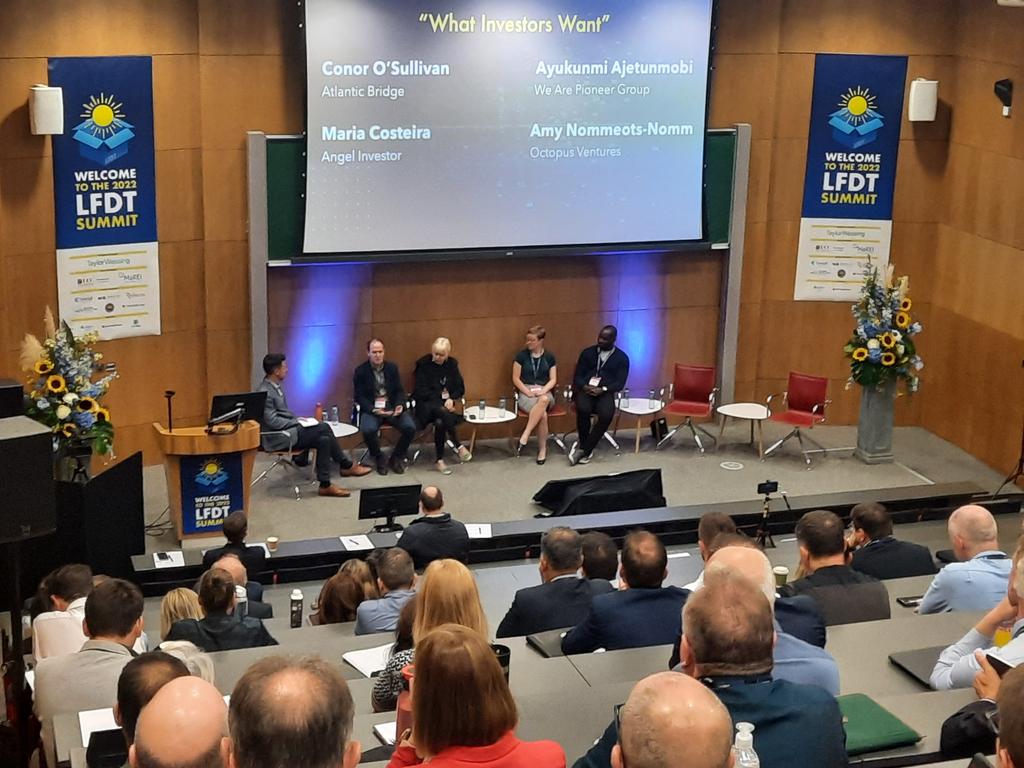 Day 2 of #lfdtsummit. Investor panel discussion just now. Great to have 23 great #irish #university #spinout opportunities pitching this morning to a full auditorium. Lots of #investors in the room. Good luck to all pitching....you've got this!