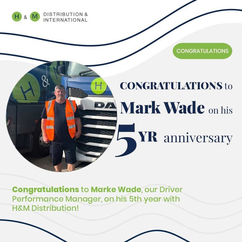 Congratulations to Mark Wade, our Driver Performance Manager, on his 5th year with H&amp;M Distribution! instagr.am/p/CiPlQyNIZJO/