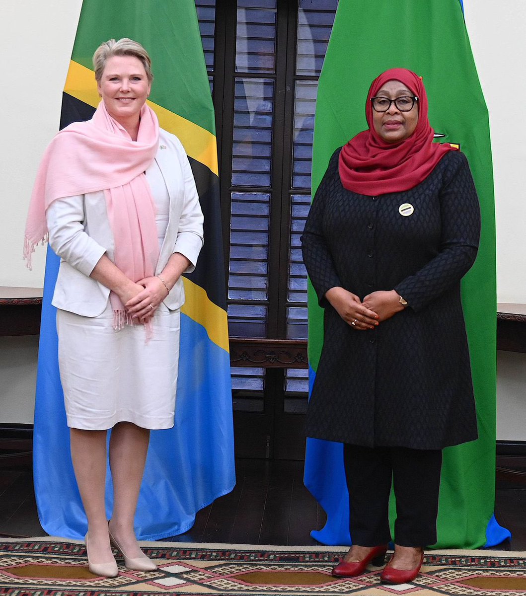 AnneBeathe_'s tweet photo. An honour to meet HE President @SuluhuSamia. Tanzania is an important partner in addressing global challenges such as #climate, peace &amp; security, #humanrights. Norway supports the President’s agenda in agriculture, #genderequality and energy 🇳🇴🇹🇿 https://t.co/jigopeFJJJ