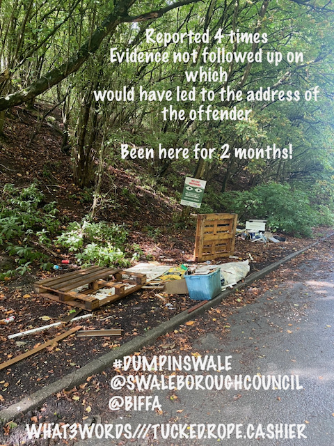 richardlack's tweet photo. @SwaleCouncil @Biffa @ChiefSwale    Still not cleared fly-tipping on Cowstead Lane after numerous reports over 2mths. https://t.co/ek8w4V7AYx
