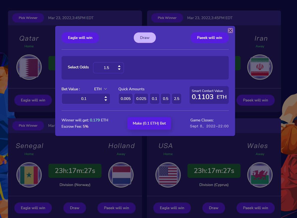 Qatar 2022 World Cup Match Prediction for Web3 FCD Fans Platform, beta testing today!