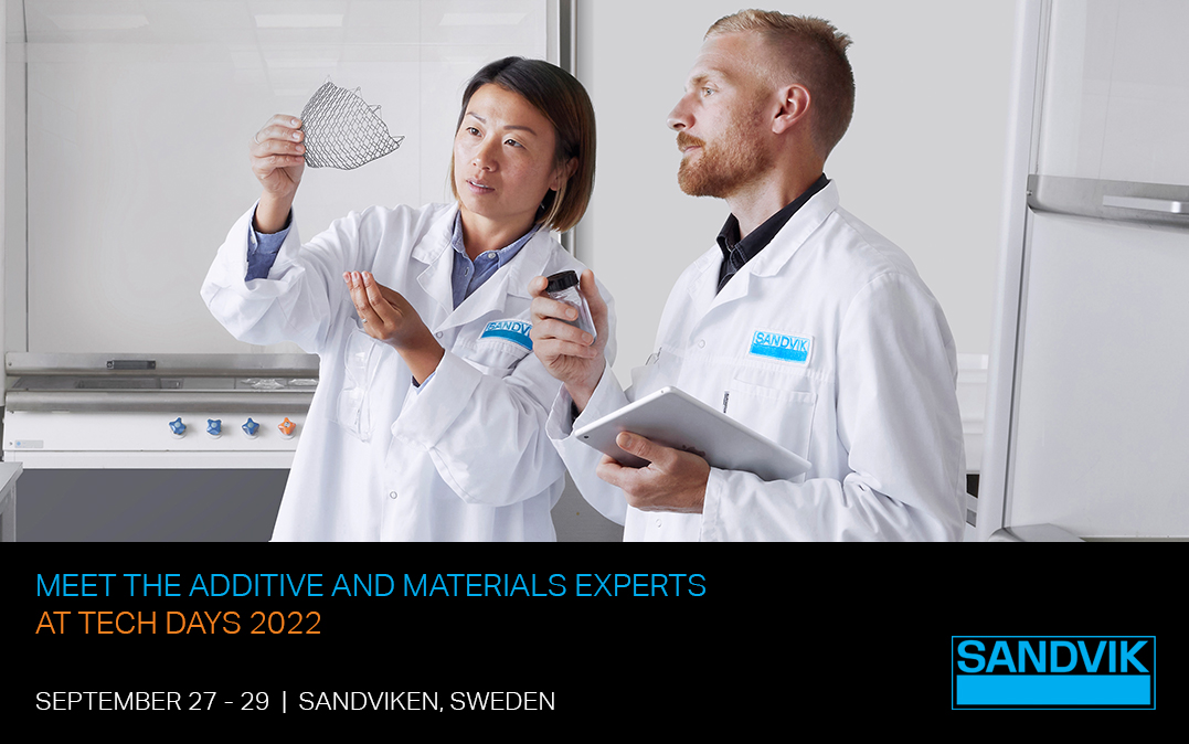 SandvikAdditive's tweet photo. We’ll be offering two seminars a day during Tech Days 2022, Sept 27-29! Join in as our experts take you through the material selection and design aspects of your additive process. Learn more and sign up: https://t.co/tJCeiEX0Rf #AdditiveBySandvik #OspreyMetalPowder #TechDays2022 https://t.co/zdF4nrJocD
