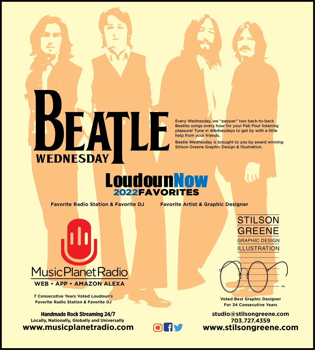 StilsonGreene's tweet image. Working together with @cerphe @ButlerColwell and #MusicPlanetRadio is a pleasure. When two brands converge into a marketing campaign good things happen. Full page ad @LoudounNow #BeatleWednesday