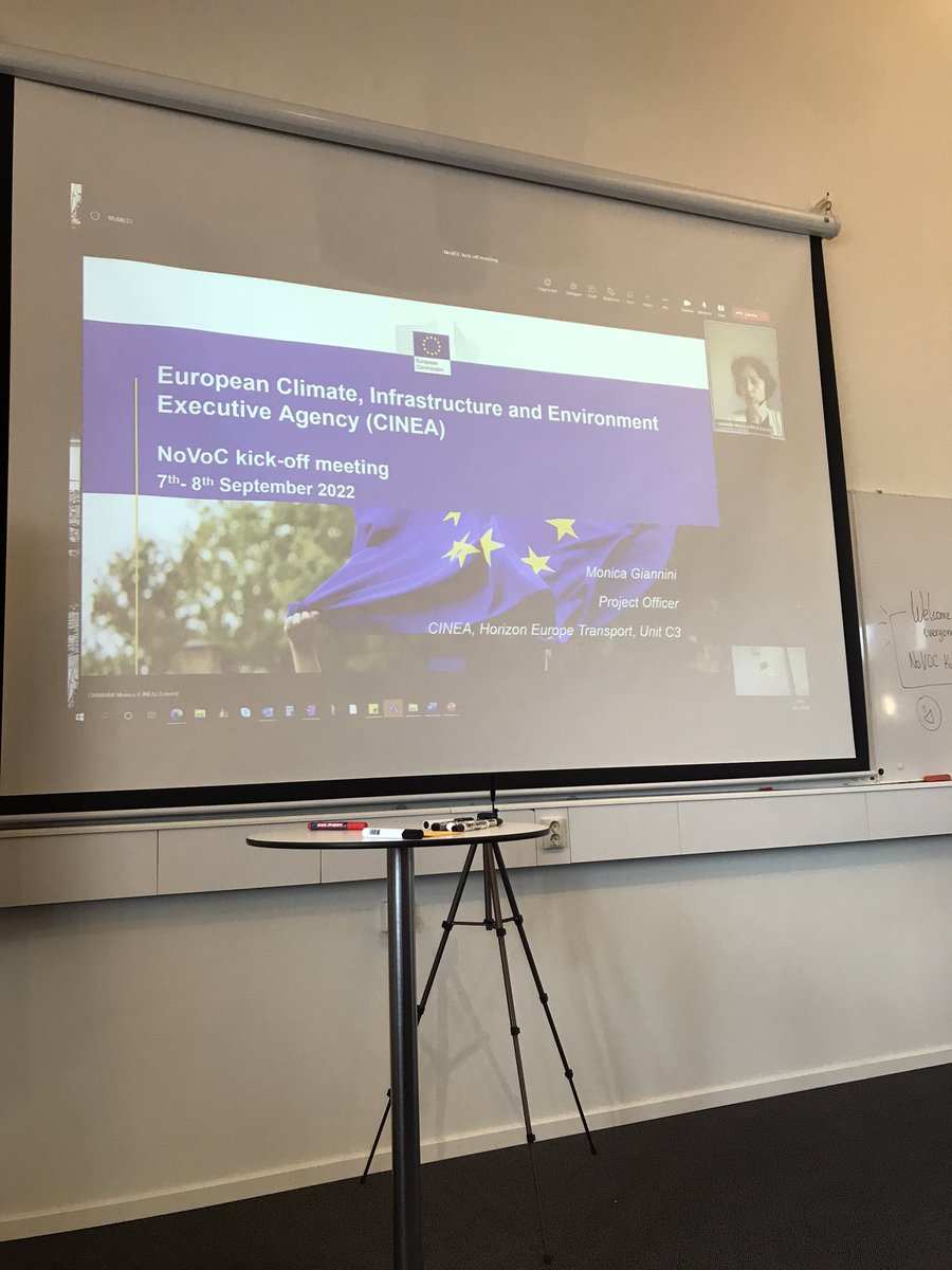 NoVOC_project's tweet photo. Our @cinea_eu project officer joins our @NoVOC_project kickoff meeting  remotely from Brussels and provides valuable information on how to successfully conduct a #HorizonEurope collaborative project. 👍🏼 https://t.co/kTbaV60OkL
