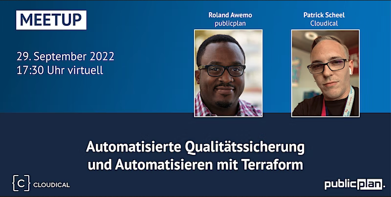 publicplan_GmbH's tweet photo. Wir meeten uns wieder! Am 29.09. sprechen wir über automatisierte Qualitätssicherung und #Automatisieren mit #Terraform. Ihr seid herzlich eingeladen, schaut gerne vorbei: https://t.co/xJotq61H48 https://t.co/yGwOkGm79k