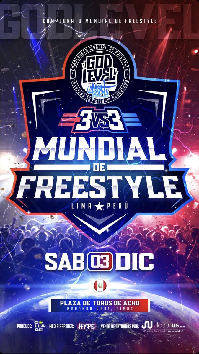 MundoFreestyle_'s tweet photo. Menos de 3 meses para el inicio de #GodLevel3vs3 🏆
🗓️ Sábado 3 de diciembre de 2022
📍 Perú 🇵🇪 https://t.co/My0G2jPi7Z