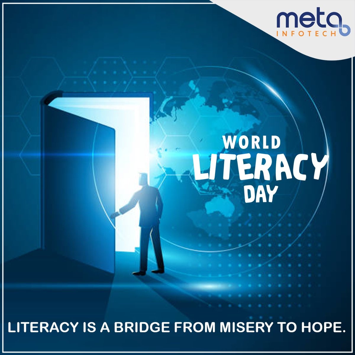 MetaPvt's tweet photo. Literacy is one of the greatest gifts a person could
receive.

This Literacy Day, Let's take a pledge to spread the Joy of Reading
and Writing.🤝

✒️ Happy International Literacy Day

#metainfotech #meta #itservices #itcompany #metaservices
#LiteracyDay #InternationalLiteracyDay https://t.co/HTeOIehdcp