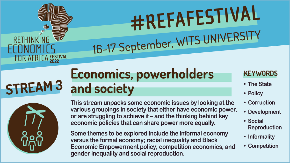 Stream 3 of 5 for this year's, in person, Rethinking Economics for Africa Festival <a href="/WitsUniversity/">Wits University</a> will see us unpacking power relations &amp; perhaps finding ways of circumventing them. And again, if you haven't registered yet, ... you get it! ow.ly/TKgg50KEcoE <a href="/REFAFestival/">Rethinking Economics for Africa</a>