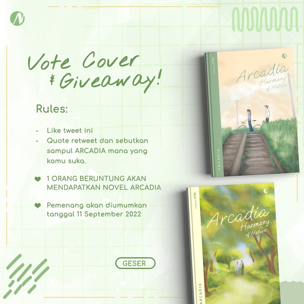 naratama_id's tweet photo. VOTE COVER &amp; GIVEAWAY!

Penata suka cover #ARCADIA kak @babytigerv yang mana? Yuk vote dan jangan lupa ikutan giveawaynya ya 🥰 https://t.co/nDfvbggKP6