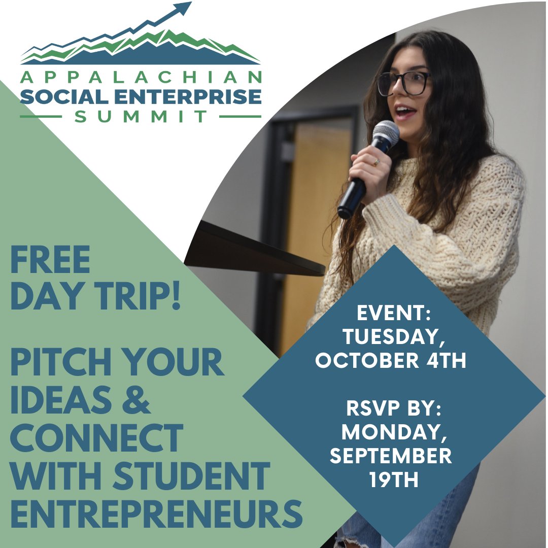 Free Day Trip! Come participate in the Appalachian Social Enterprise Summit where you'll get to pitch your ideas &amp; meet entrepreneurs! 

Plus, we've got you covered with transportation, snacks, SWAG and dinner provided!

Save your seat  ⬇️

vt.startuptree.co/event/s/iutG6g…