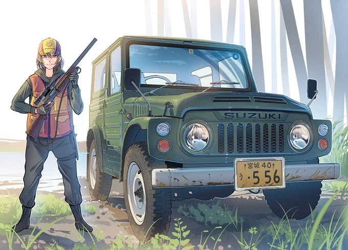 ポートフォリオ代わりにキャラ、ミリタリー、銃、自動車、鉄道、釣りの絵を。 