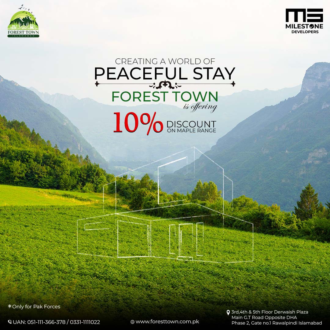 foresttownisb's tweet photo. CREATING A WORLD OF PEACEFUL STAY 
FOREST TOWN IS OFFERING
10 % DISCOUNT
BOOK YOUR PLOT TODAY!
UAN: 051-111-366-378 / 0331-1111-022
 #ForestTown #Milestone #biophilic #Housingproject #Realestate #Pakistan #Islamabad #investmentproperty #Residenteial #Commercial #PakArmy https://t.co/vRLwKsZDaR