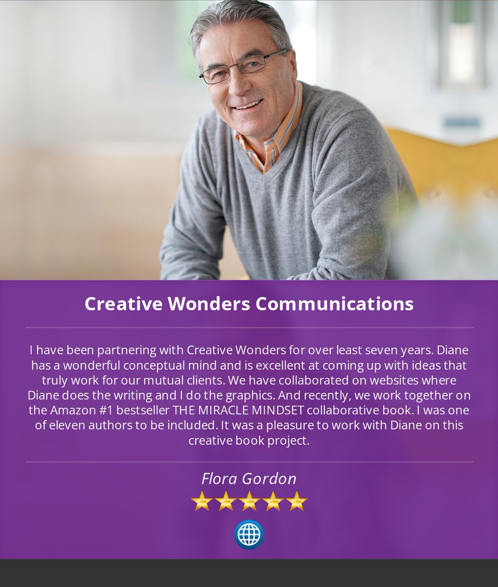 CreativeWonders's tweet photo. 5 Star: Flora G. "I have been partnering with Creative Wonders for over least seven years. Diane has a..." https://t.co/NyLU5N2svz https://t.co/pwAiIkVE7d