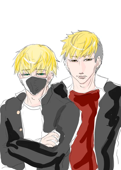 オリジナルお落書き。高校時代のユーチューバー君とリョウジュン君。 