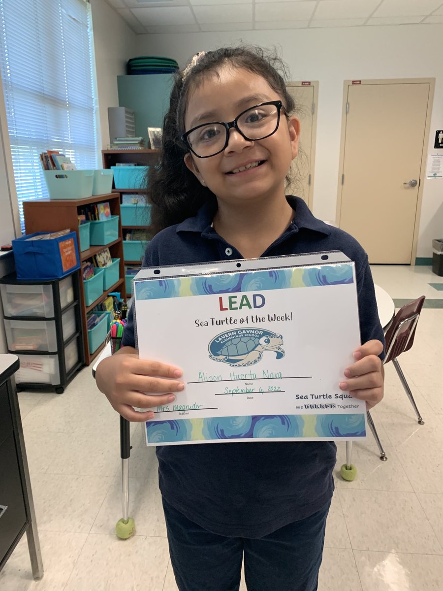Congratulations, Alison! Mrs. Magruder’s Weekly Lead Sea Turtle! Keep leading and learning at LGE! 🐢💛 ⁦<a href="/lgeseaturtles/">Lavern Gaynor Elementary</a>⁩