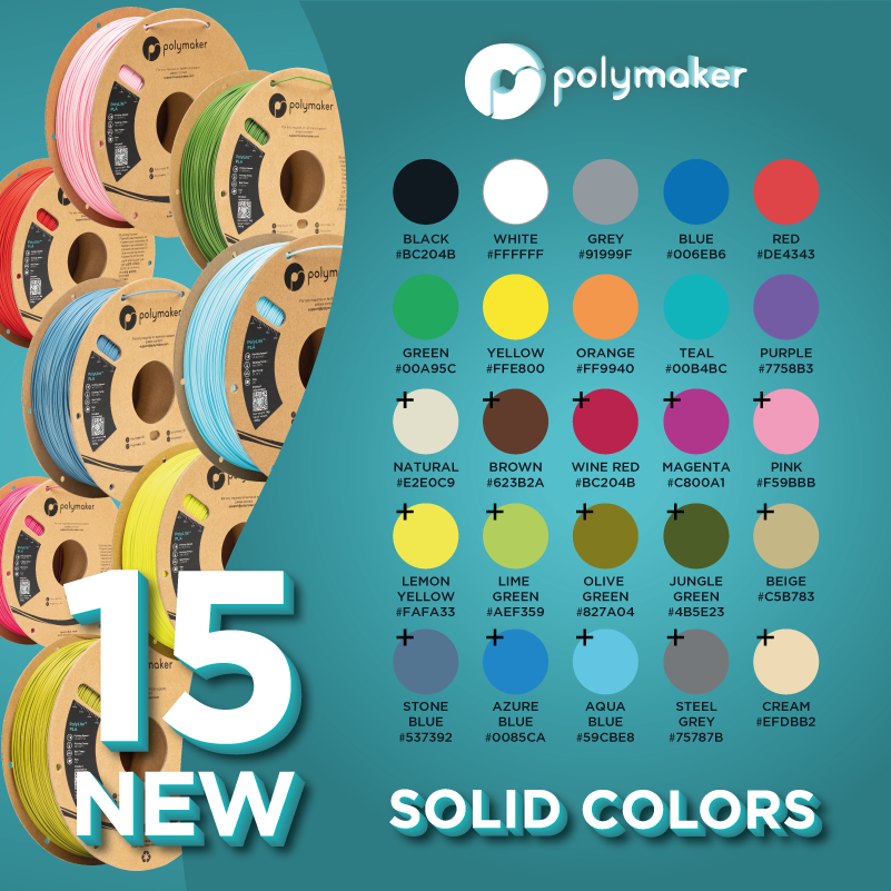 Polymaker on X: PolyLite™ PLA and PolyTerra™ PLA competing to have the  most colors. 😆 PolyLite™ PLA is now catching up with 25 colors. 10% off  our new colors here:   /