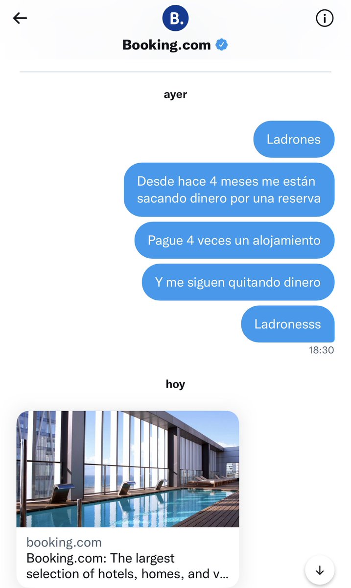 Kevin_Xxander's tweet photo. @bookingcom pidiendo consideración cuando ellos no la han tenido, enviando mail que son automáticos, ladrones y estafadores!!!! #Travel #hospedajes #bookingcom https://t.co/NGf3bqROeI