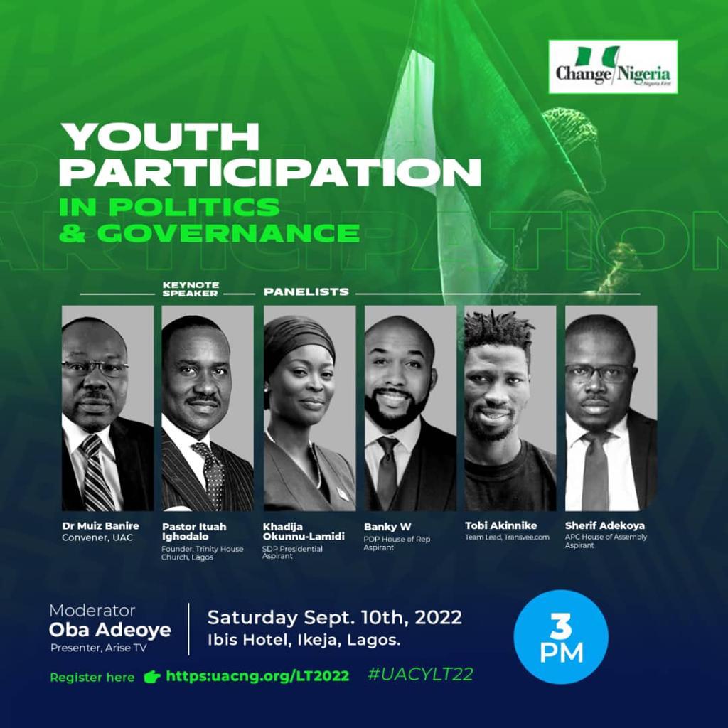 Mbanire's tweet photo. Join me on Saturday as we discuss Youth Participation in Politics &amp; Governance. Register to attend via https://t.co/yTZiJV9kJW

cc: @UacNG 

#UACYL22 https://t.co/VubUqqn8sl
