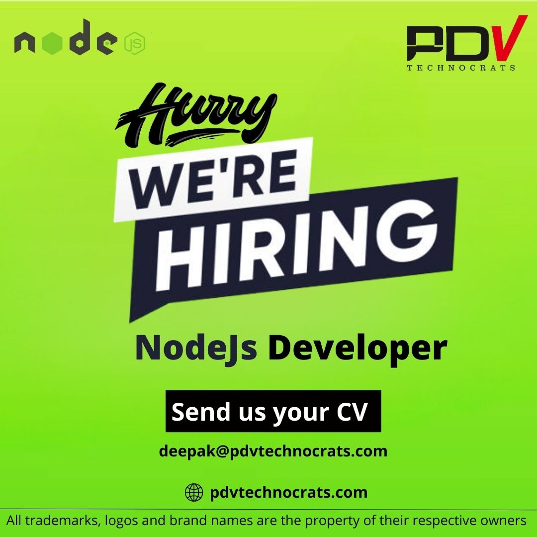 We are hiring for NodeJs Developers at our Kothrud, Pune office for Junior and Senior positions.

Send profiles to us at :
deepak@pdvtechnocrats.com

 #hiring #pune #jobs #jobsearch #recruitment #job #nowhiring #recruiting #career #employment #careers #hiringnow #work #jobseekers