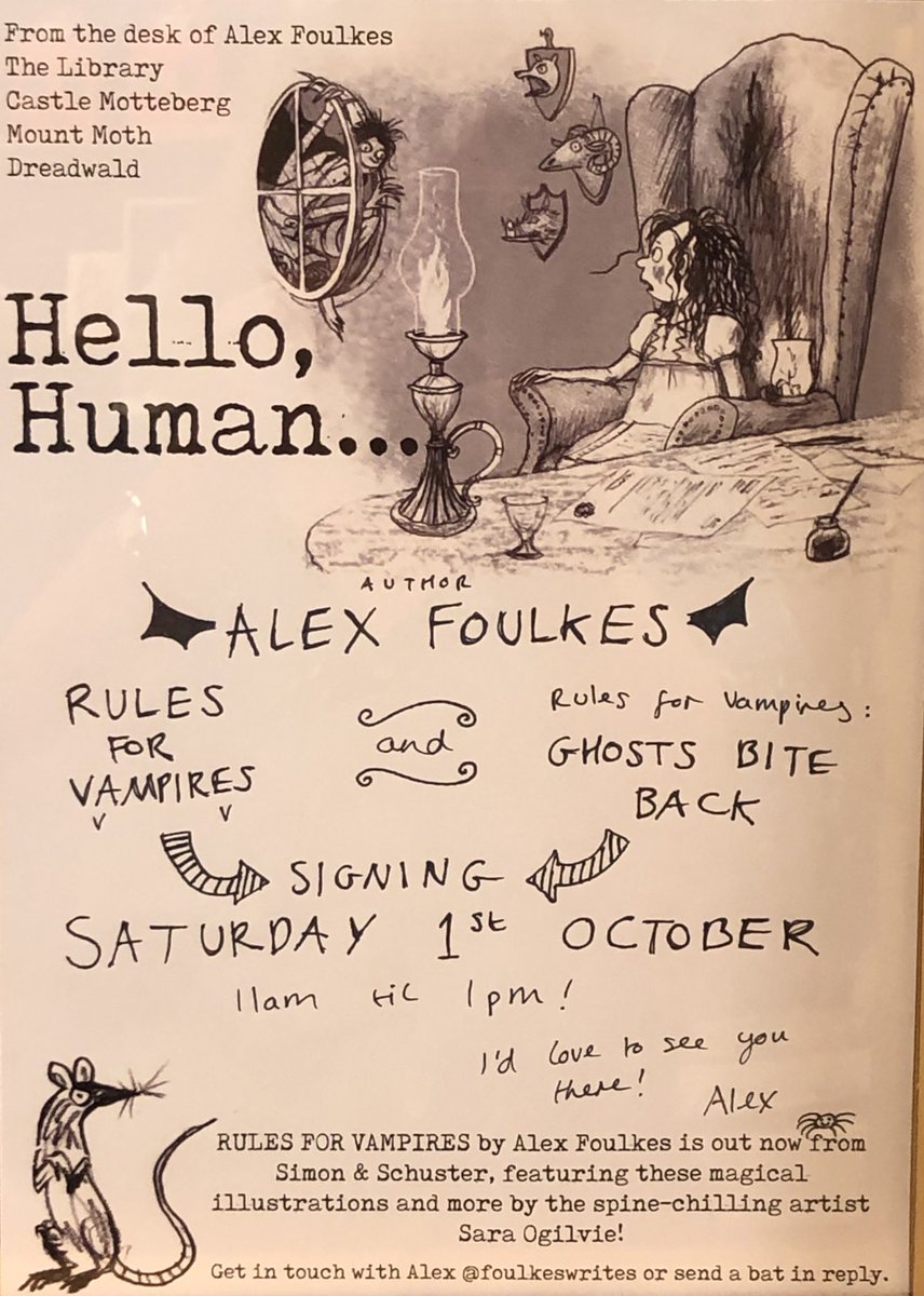 WstonesStafford's tweet photo. Don’t miss our fangtastic signing coming up soon #rulesforvampires ⁦@foulkeswrites⁩ https://t.co/5tsD4M830a