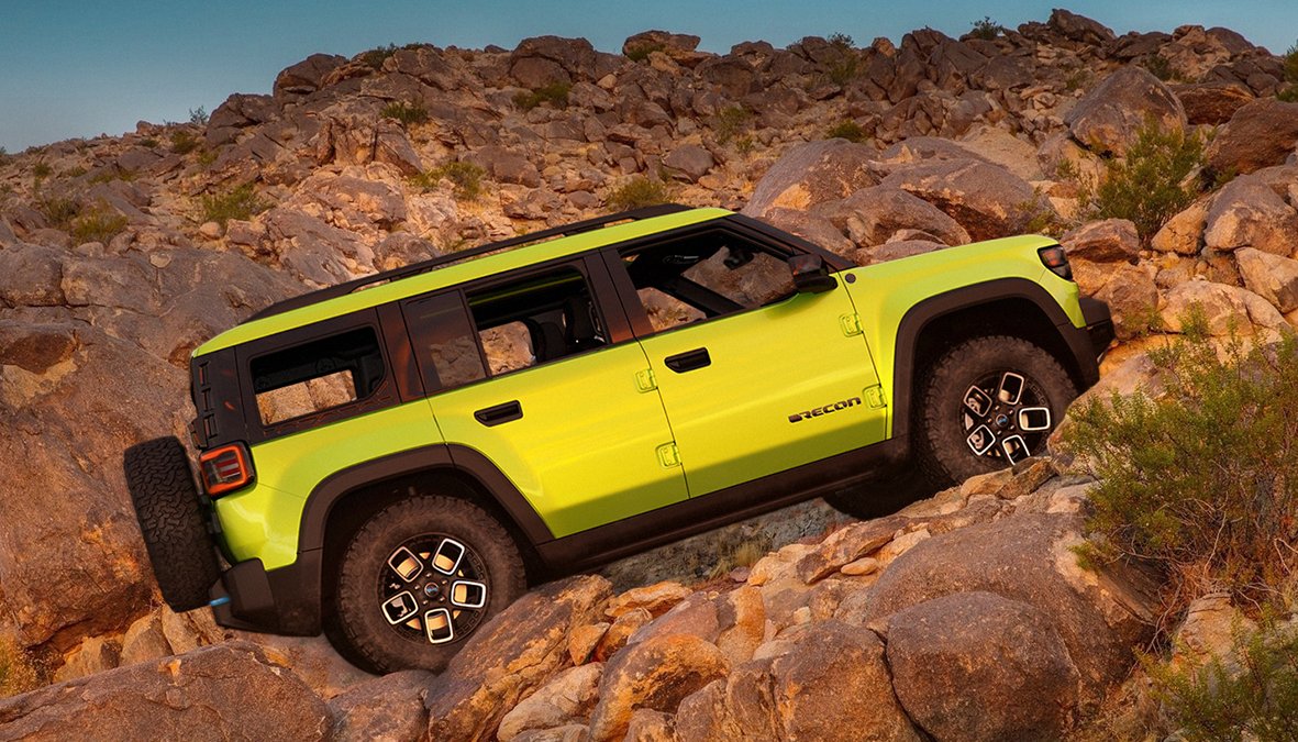 Introducing the all-new, all-electric Jeep® Recon. The future of adventure — electrified.

Preproduction Model Shown. Production vehicles, features, performance and options may vary. Availability in US expected in 2024.

#4xe #EV