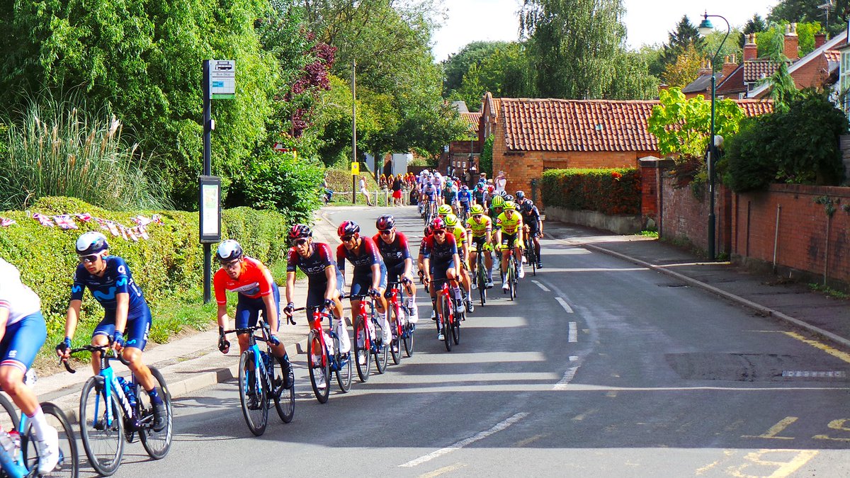A bit of lunchtime excitement, <a href="/TourofBritain/">Lloyds Tour of Britain</a> passing by our house today.

If you could hear the photo, you would hear the cheers from the Primary School that rang through the village! Good job all 👏

#Cycling 
#TourOfBritain 🔴🔵⚪️
More at tourofbritain.co.uk