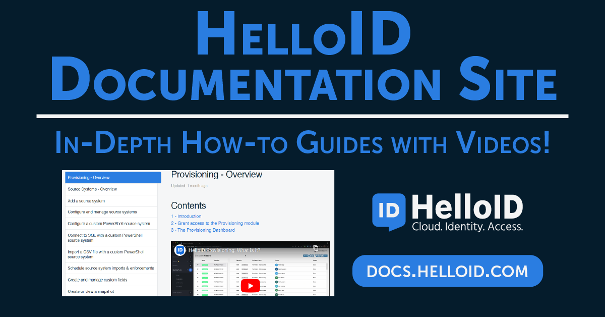 Tools4ever's tweet image. Do you have questions about how a new feature in HelloID works? 

Check out our HelloID Documentation Site! You will find step-by-step instructions and videos on how to use each function within HelloID written and updated by our HelloID experts! 
bit.ly/3TxtiWR