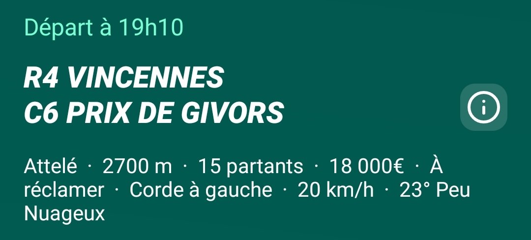 zede_david's tweet photo. #MVPronos080922
@MVPronosTurf

Bonjour à tous 👋

Réunion 4 
( Vincennes )

Course 6 
610.614 cc 13 

Course 7 
708.710 cc 14 https://t.co/tUIPXZmuXQ