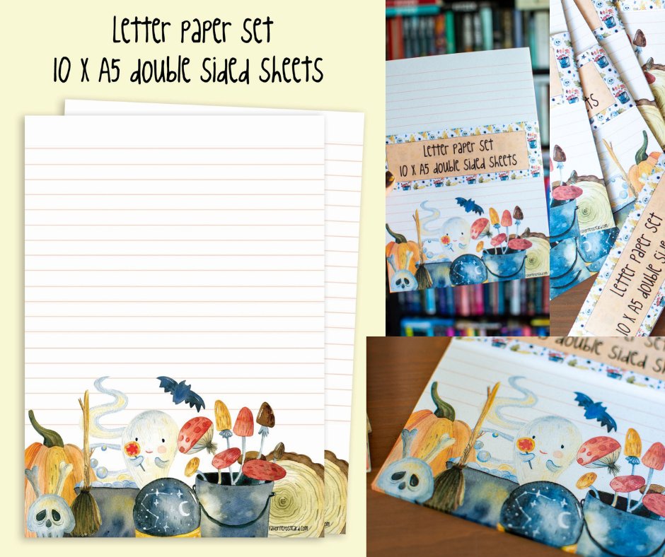New product – very limited quantity. 
Letter paper set: Magic Autumn
10 x A5 size letter paper sheets printed on both sides. 
The letter paper is printed on 120 g eco-friendly paper.
favoritepostcard.com/shop/letter-pa…

#letterpaper #snailmail #penpal #letterwriting