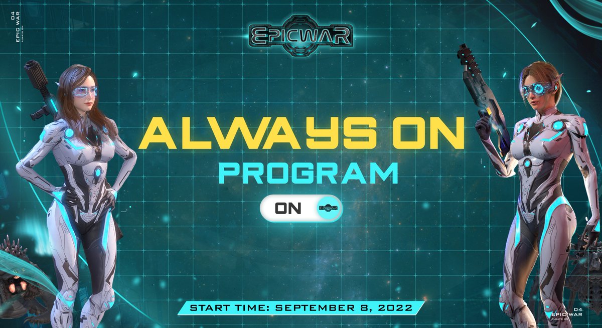 the_epic_war's tweet photo. Always On Program: Mode➡️ON

Detail guideline:https://t.co/cJn9R1H9n9

Now the community can 
☑️play game
☑️hunt for reward
☑️earn money
☑️perform all operations in the game 
even after the Beta Testnet event has ended.

Go on, get your Reward!
#EpicWar #F2P2E #Epiceros https://t.co/PY3nN4ctsN