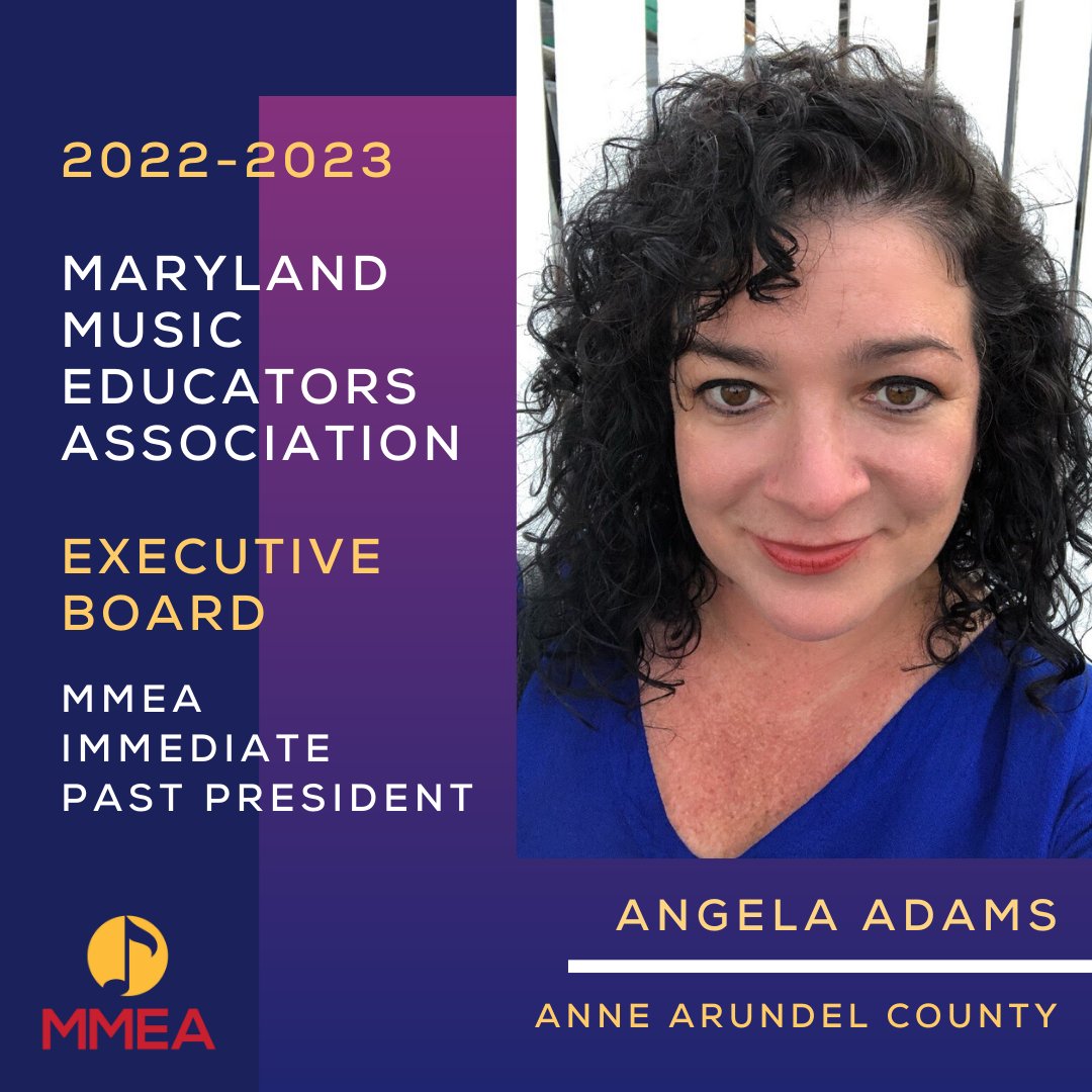 marylandmued's tweet photo. Today’s Board Member Highlight is Angela Adams, MMEA Immediate Past President! 
 
Read Angela's bio and learn more about the MMEA Board here: https://t.co/7p81c0SsOf 

#MdMEA #MDArtsUnite https://t.co/R8ydKX0qFd