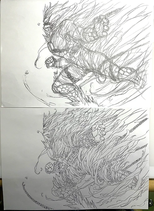 #このタグを見た人はラフ画とその完成絵を見せる
これがこうなってこう 