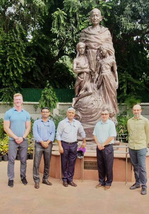 gsdsnewdelhi's tweet photo. Mr. Michael Vaccaro, Mr. Terence Emmert, Mr. Drew Brammer, Office of Defense, along with Mr. Nilesh Christian, Deputy Chief, Office of Defense Cooperation, US Embassy New Delhi and Mr Harish visited Gandhi Smriti in September 8, 2022 and offered their tributes to Mahatma Gandhi. https://t.co/FBFa4EKix2