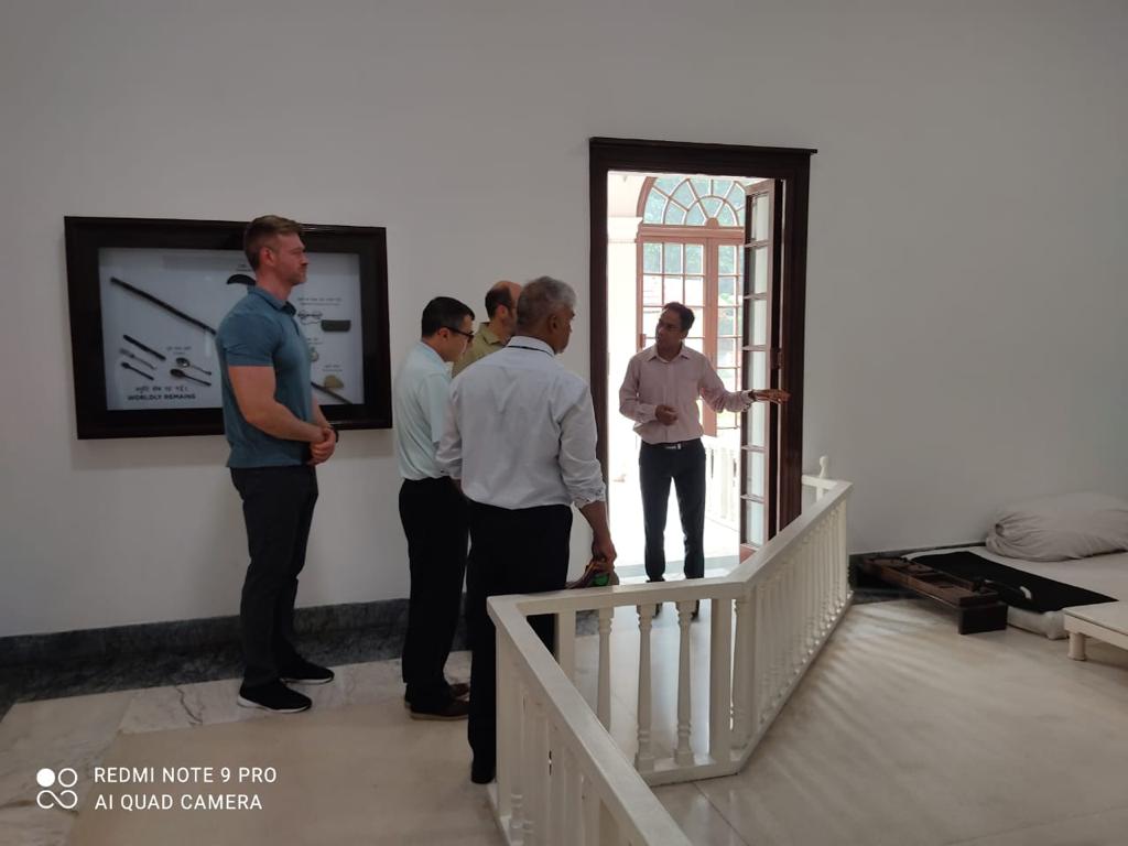 gsdsnewdelhi's tweet photo. Mr. Michael Vaccaro, Mr. Terence Emmert, Mr. Drew Brammer, Office of Defense, along with Mr. Nilesh Christian, Deputy Chief, Office of Defense Cooperation, US Embassy New Delhi and Mr Harish visited Gandhi Smriti in September 8, 2022 and offered their tributes to Mahatma Gandhi. https://t.co/FBFa4EKix2