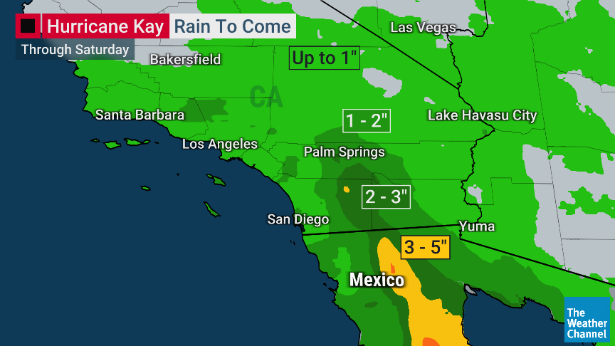 ScotPilie_Wx's tweet photo. Biggest risk will be the flash flood potential.

Kay expected to bring moisture levels to the 99th percentile(PWATS over 2.2") in southern #Califorinia, which is remarkably impressive for a region not accustomed to this, especially this time of year. @weatherchannel #Kay #CAwx https://t.co/QBYYnHK2l3