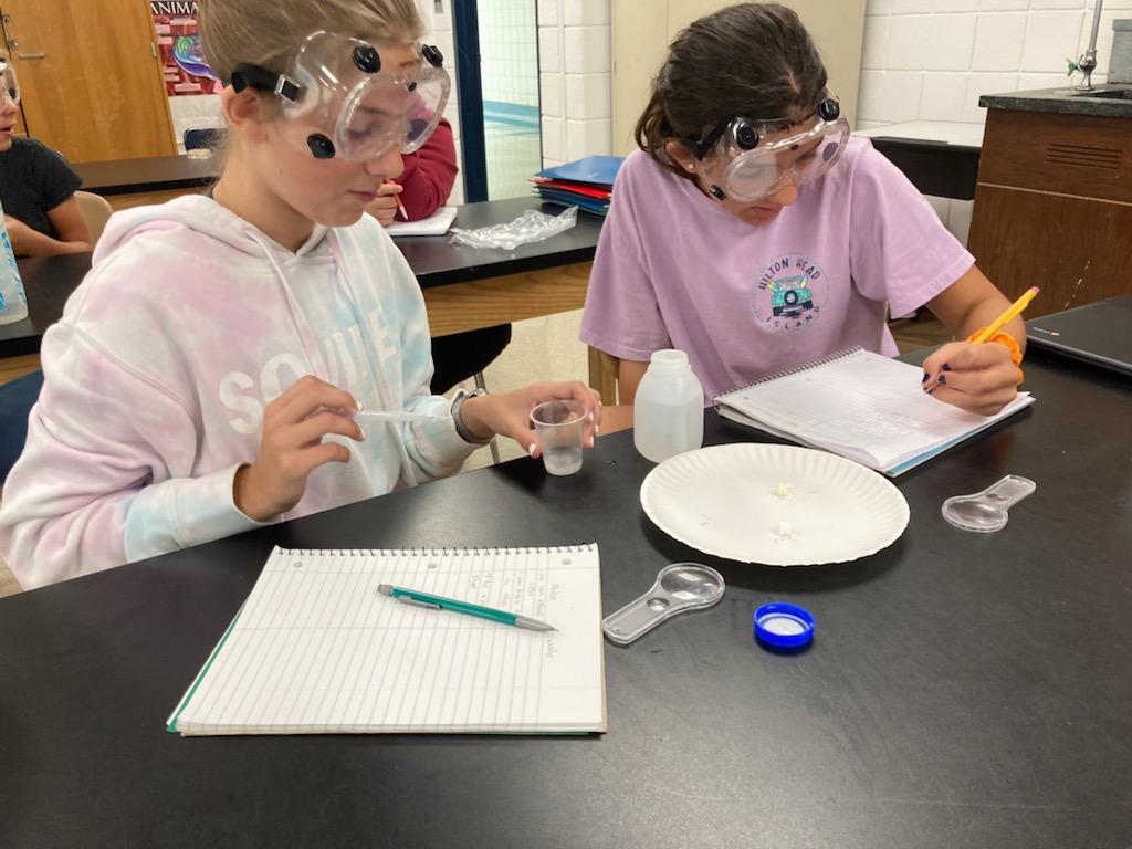 HarborsideMS's tweet photo. Science students investigating chemical reactions using everyday household items. https://t.co/icC6px5Rfw