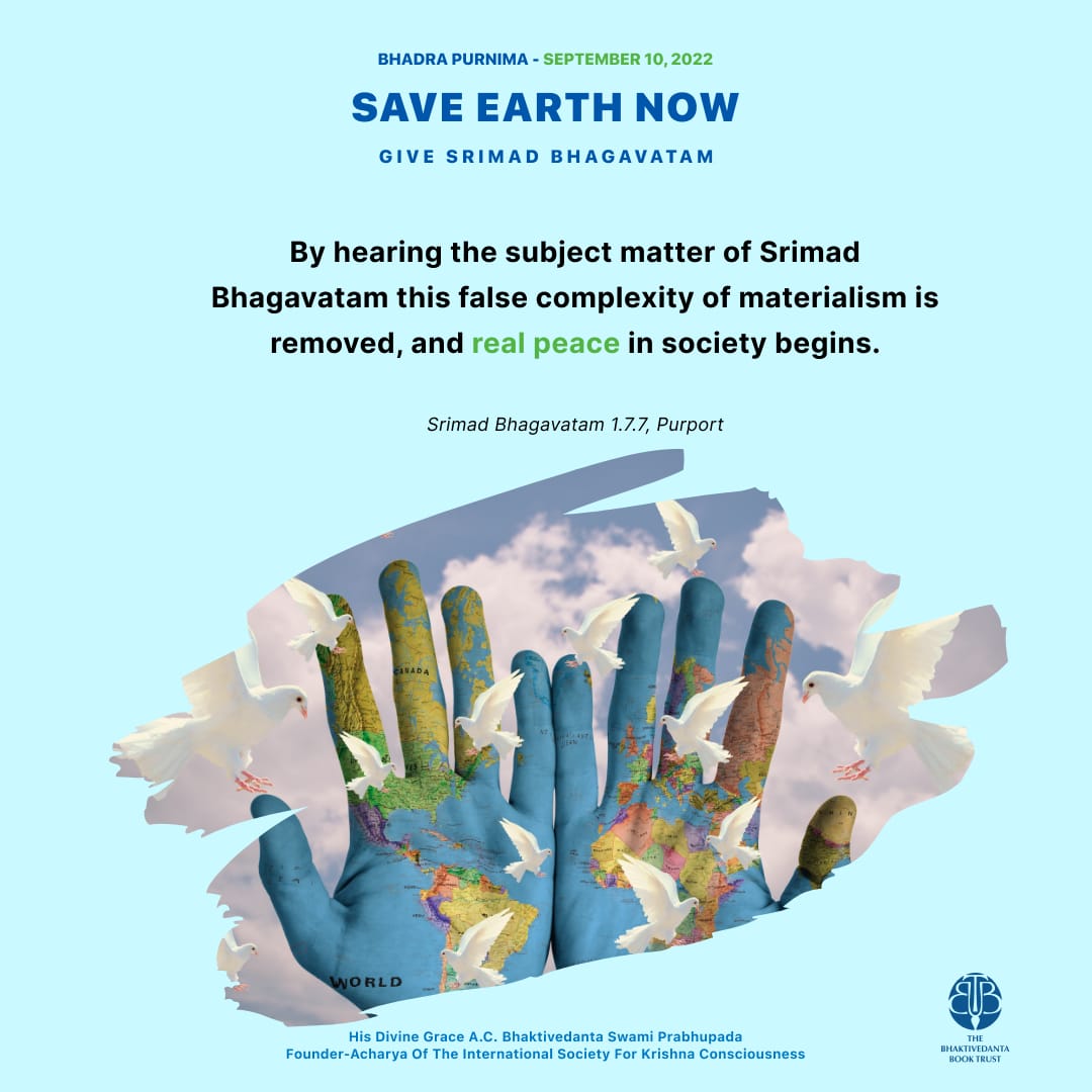 ISKCONHyderabad's tweet photo. The Srimad Bhagavatam offers the key to _real_ peace. Why not donate a Srimad Bhagavatam Set today? and Participate Bhagavatam Daan Yajna

2 days to go!

To donate: https://t.co/oNwbyLNgWo

#iskconabidshyderabad
#Bhadra2022 🎁
#BhadraCampaign 📖📚
#SaveEarthNow 🌍 https://t.co/3dkNXq0ye0