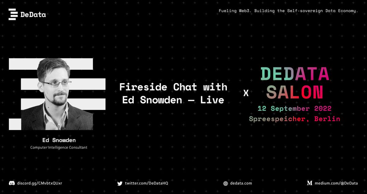 Kylin_Network's tweet photo. Ed Snowden @snowden - a computer intelligence consultant known for revealing classified US government surveillance schemes - will speak virtually at the #DeData Salon!

This session will be moderated by @dylandewdney. Don't miss out. Get passes here >>
https://t.co/Y7SS8l3XXC. https://t.co/gR54HQdyct