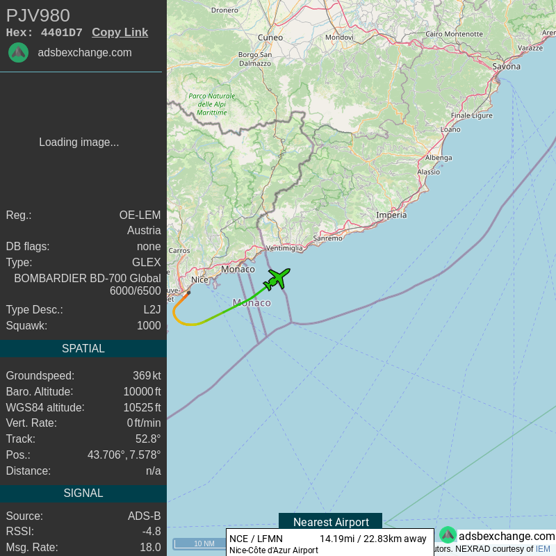 Travel_Scan_NER's tweet photo. NER Travel Detected Took off near Nice, Provence-Alpes-Côte-d'Azur, FR. @Atlatszo https://t.co/OAzfxulS0M