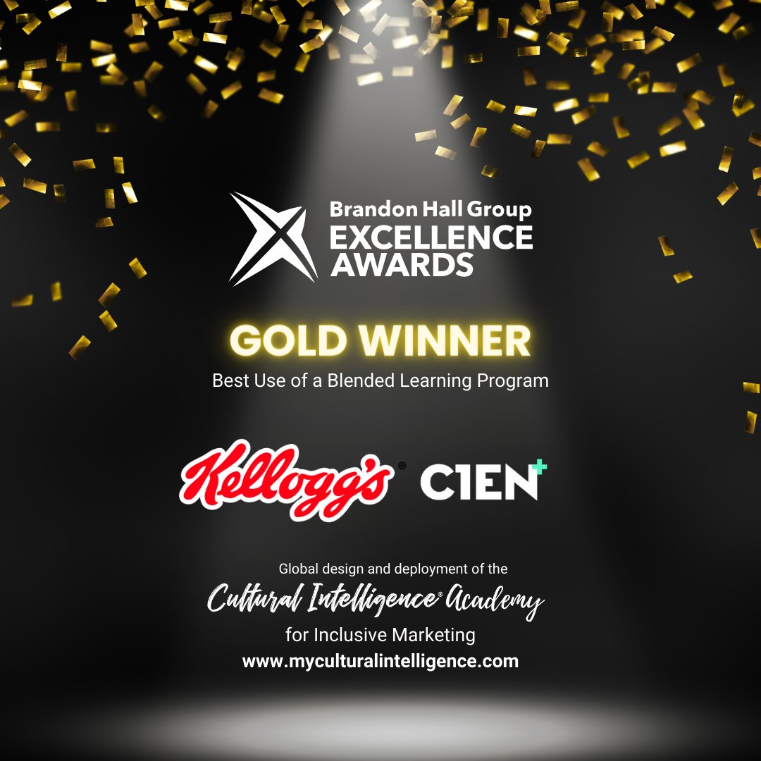 cienplus's tweet photo. Honored to have collaborated with @KelloggCompany in creating the K-Way of Inclusive Marketing Training Program, which just received the Brandon Hall Excellence Award in Gold. @BrandonHallGrp
#BetterDays #LifeatK #CulturalIntelligence #BHGAwards https://t.co/8rMoqo4S2e