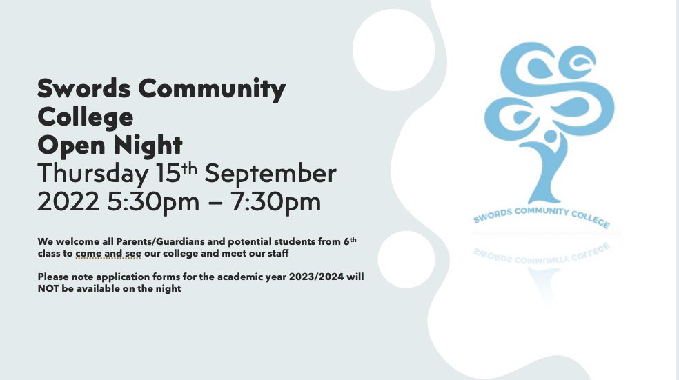 swords_cc's tweet photo. We are looking forward to meeting all our prospective Swords CC students next week at our Open Night! 💙 Please find all details below: https://t.co/lbNYKqXvKO
